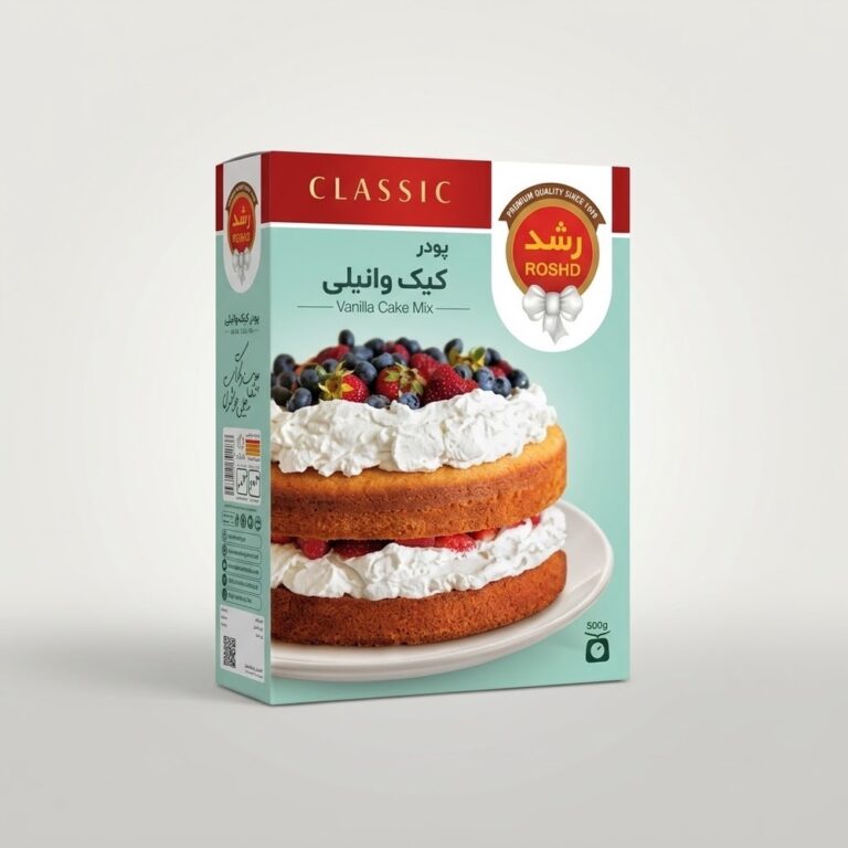 پودر کیک وانیلی رشد 500 گرمی برای تهیه کیک و دسرهایی خوشمزه
